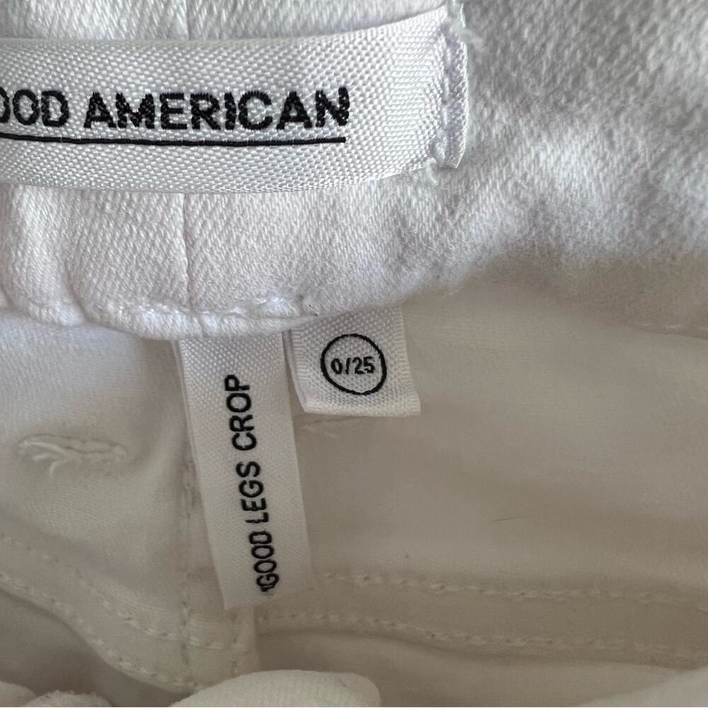 Good American Good Legs Crop Stretch Cascade Hem White - Picture 2 of 10